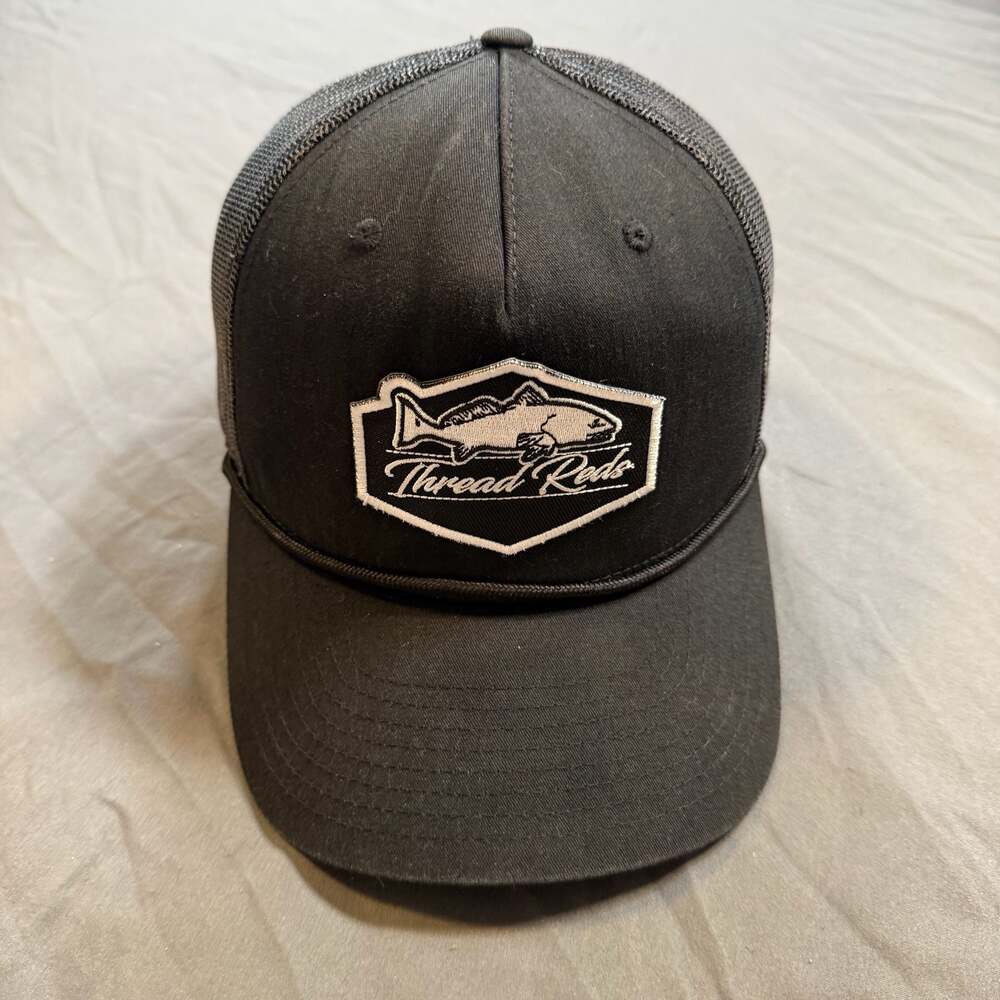 Thread Reds Fish Logo Richardson 112FPR Rope Trucker Snapback Hat Black